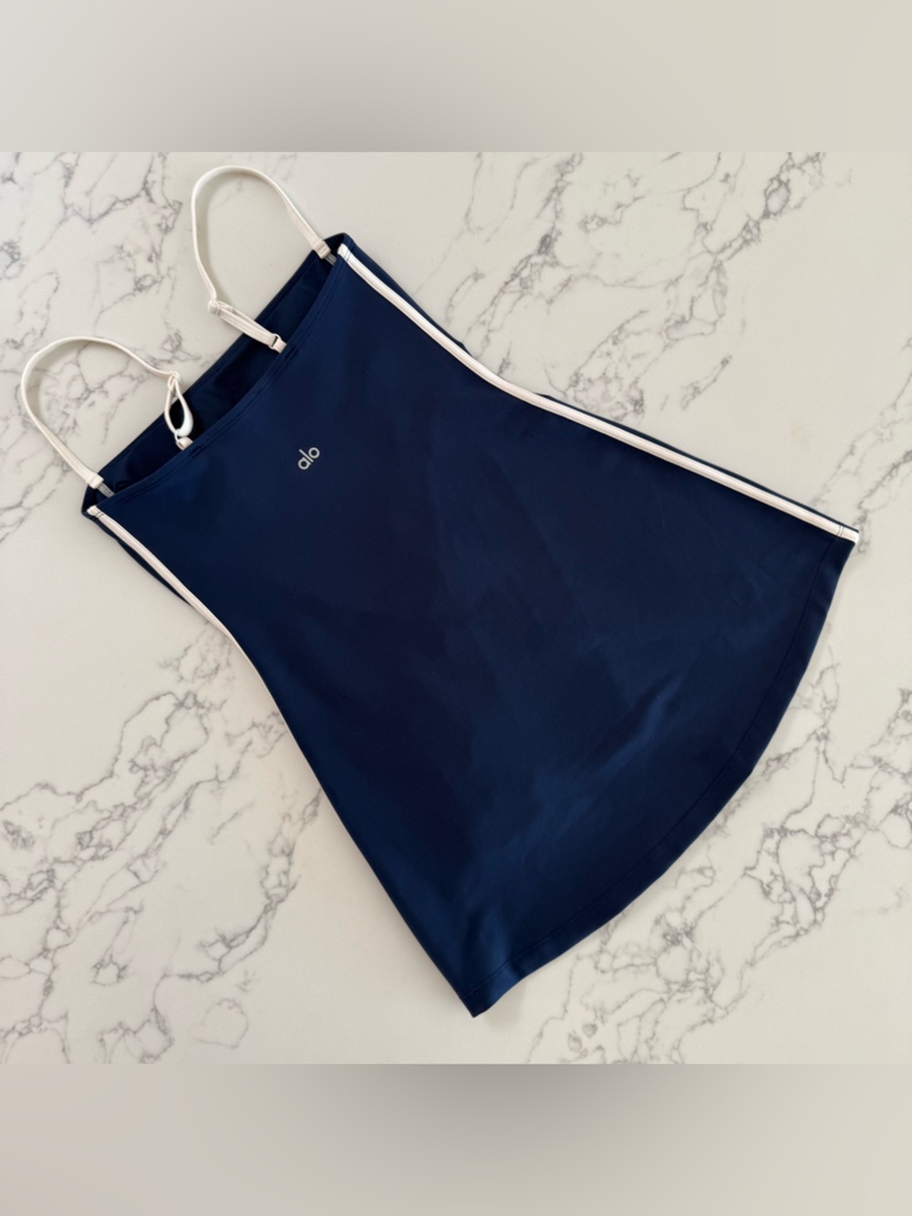 Alo Yoga Airbrush Streamlined Dress - Navy / White - Size XS - Picture 4 of 12